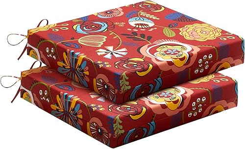 Miniatura 58 de downluxe - Cojín para asiento, redondo, impermeable, para exteriores e interiores, para patio o jardín, 43 x 41 x 5 cm, amarillo, paquete de 4