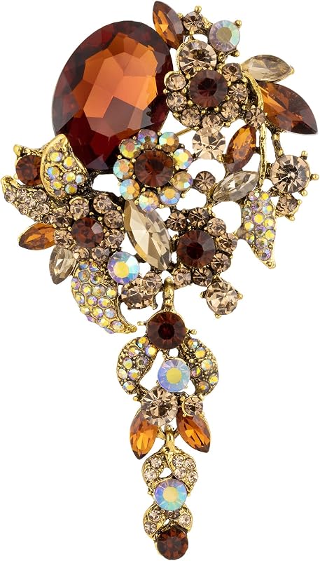 Large Long Flower Brooch Pin for Women Wedding Party Brooch Pendant