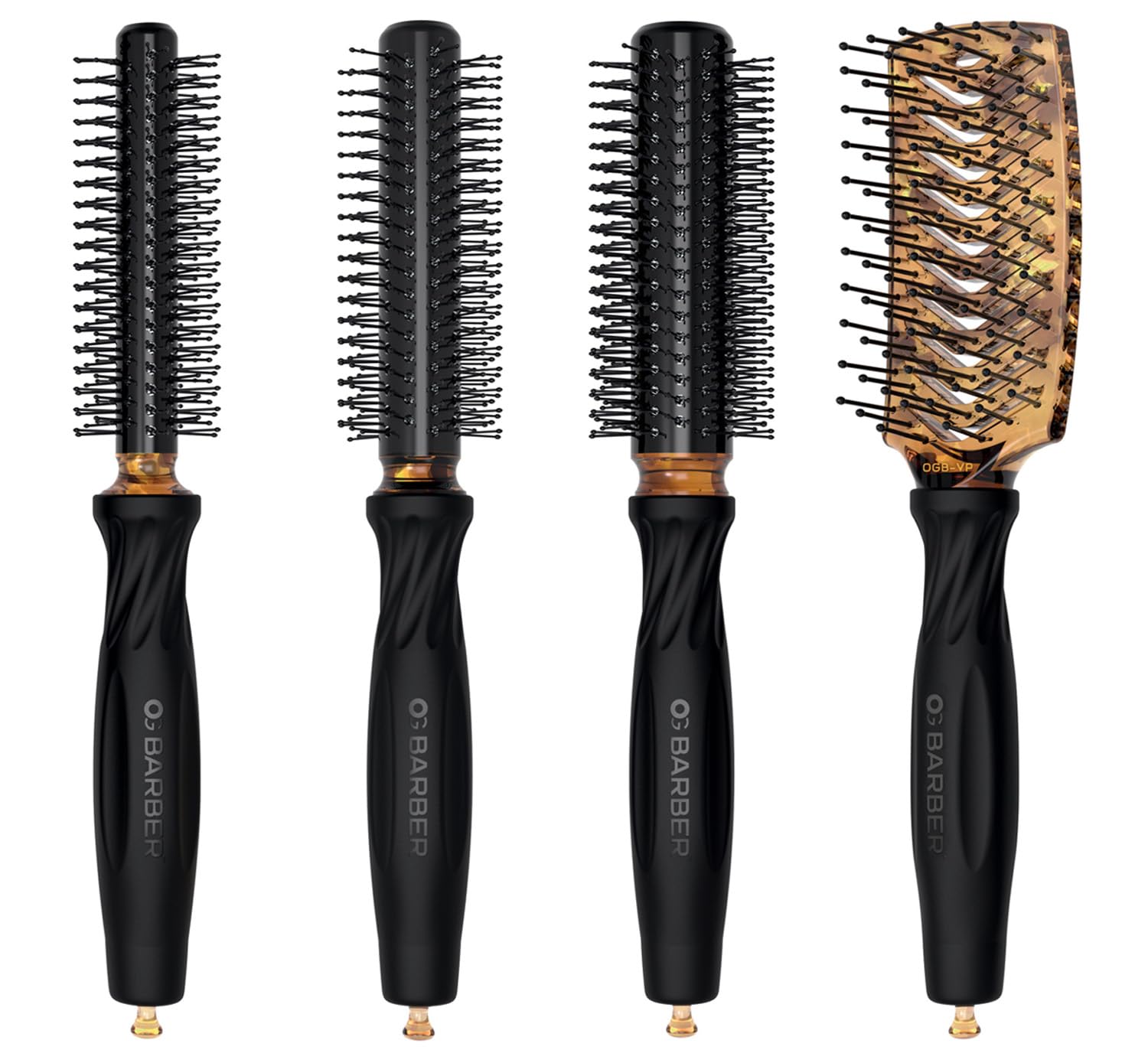 Olivia Garden OG Barber brushes with comfortable ball points tips, ergonomic non-slip handle, ionic technology, lightweight, for easy and quick styling on short hair, ideal for men grooming