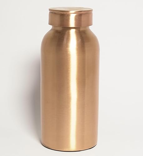 Vista 15 de Botella de agua de cobre puro, con beneficios para la salud ayurvédica, tapa a prueba de fugas, botella de cobre con acabado liso para deportes
