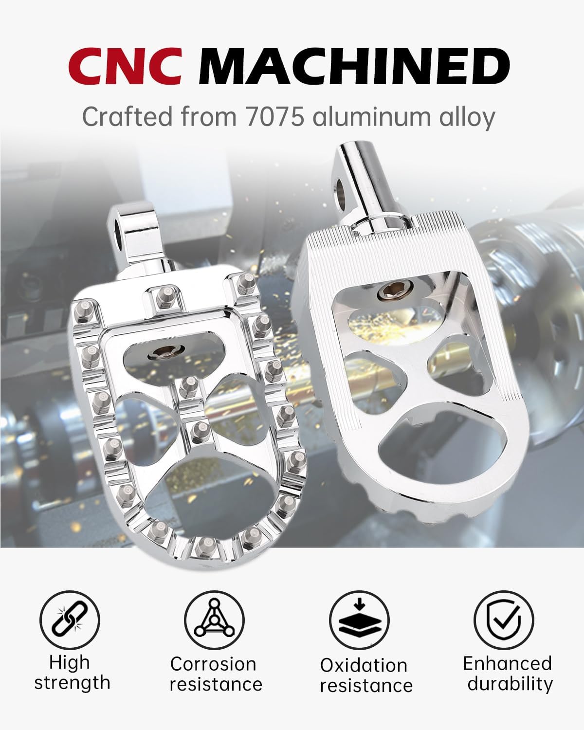 CNC Foot Pegs Alumiunm MX Footpegs Compatible with Harley Davidson Dyna Touring Road King Softail Sportster