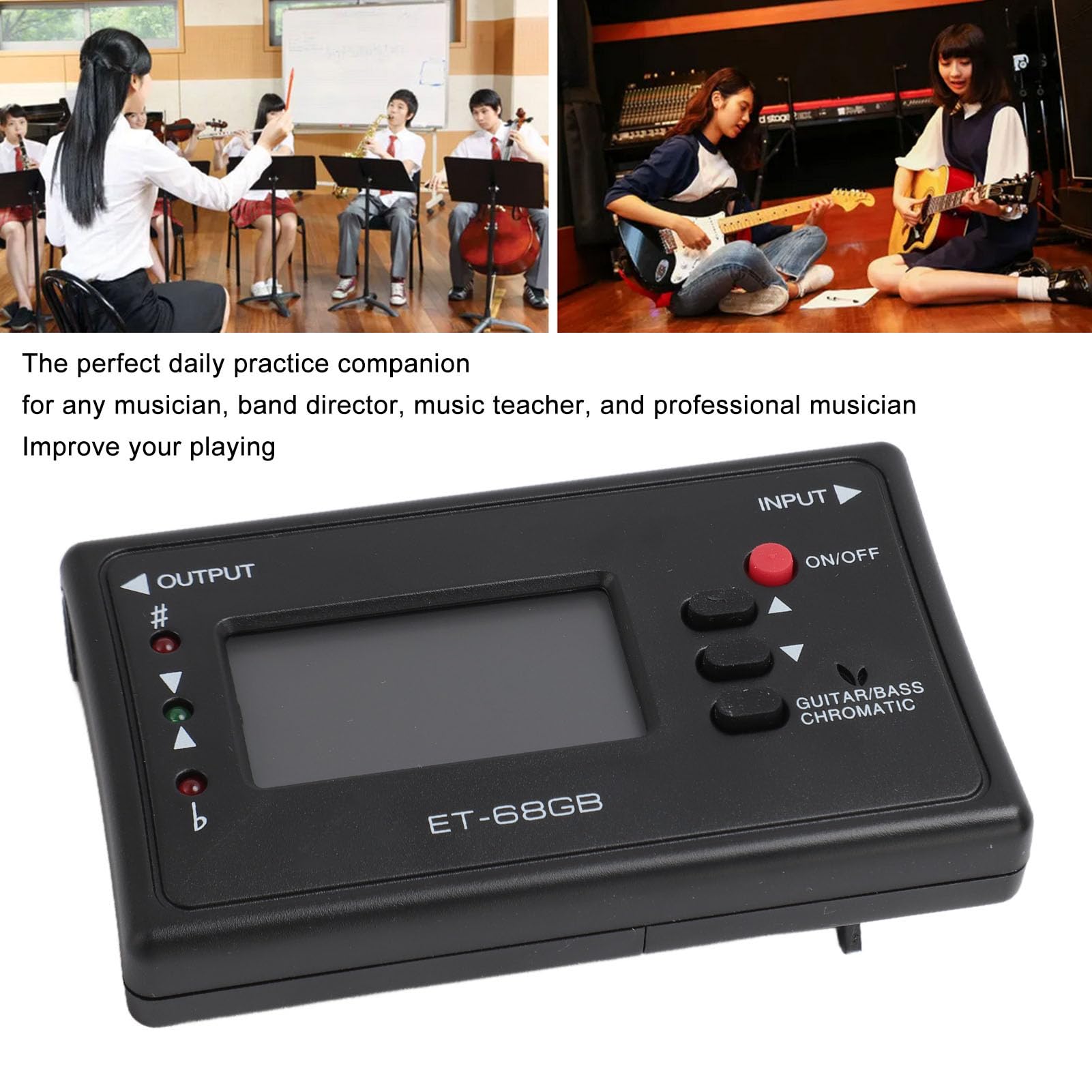 ET 68GB Digital Metronome Tuner Tone Generator, 3 in 1 Metronome, Tuner, Tone Generator, 12 Tuning Tone Generator Tuners, for Guitars Bass