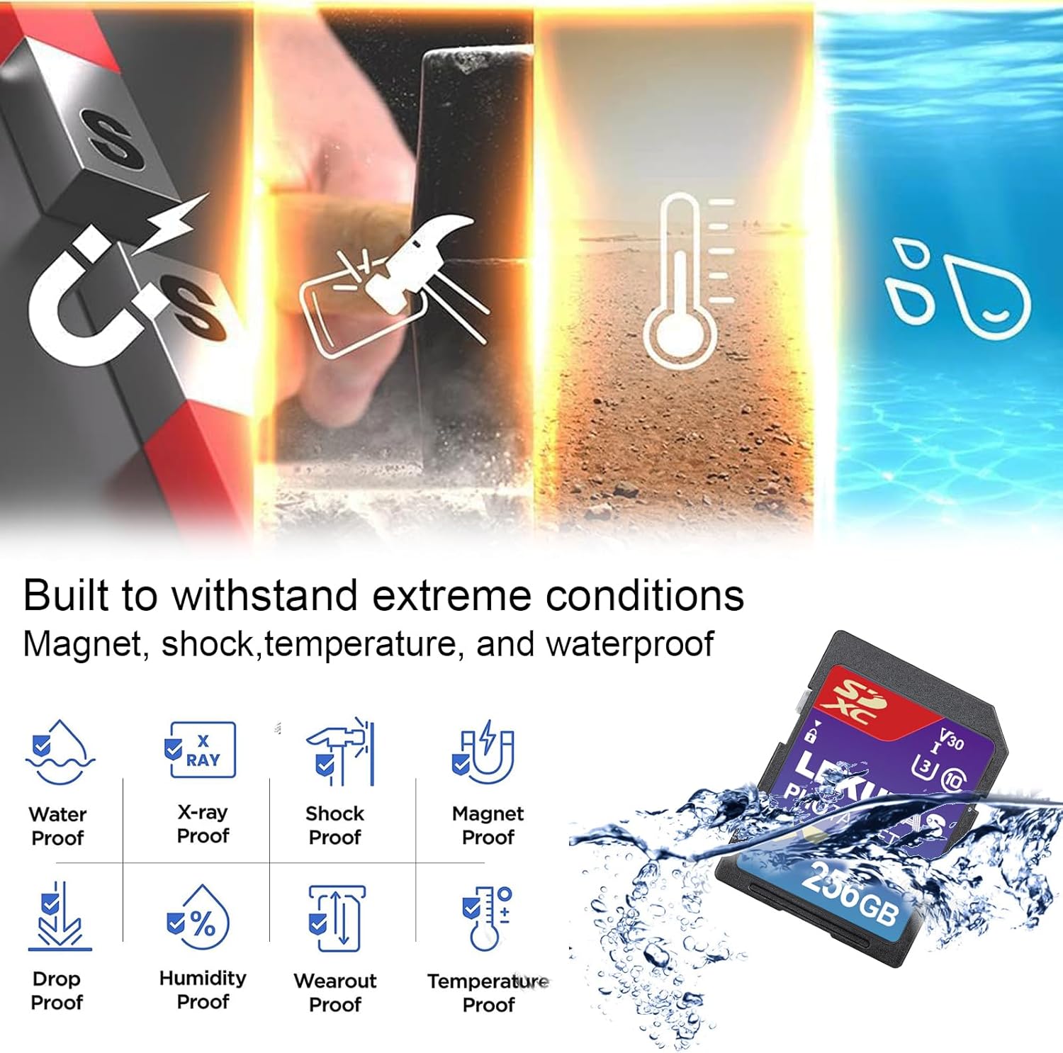 256GB SDXC UHS-I Memory Card - Up to 200MB/s Read Speed, C10, U3, V30, 4K UHD, Full-HD & 4K Video SD Card for Canon Nikon Sony Fujifilm DSLR, Mirrorless Cameras