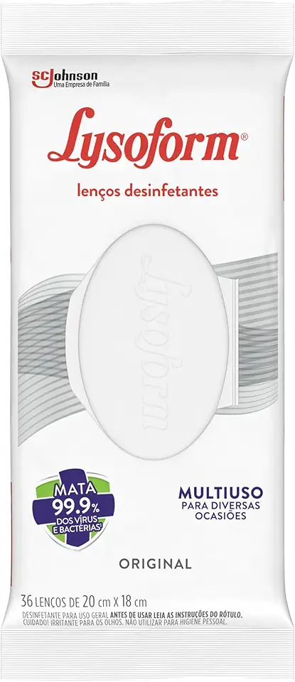 Lysoform Original, Lenço Umedecido Desinfetante Multiuso, 36 unidades