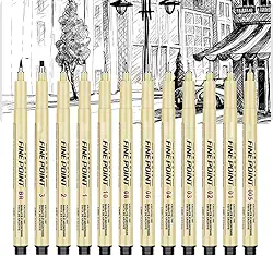 Kit 12 Caneta Nanquim Profissional Brush Letter Desenho Técnico Artístico Mangá Caligrafia (Preto)