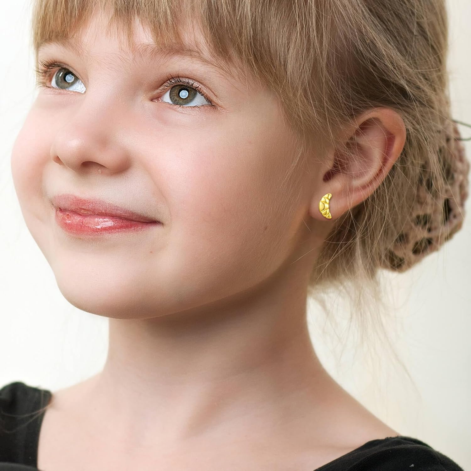 Sterling Silver Bread Earrings - Croissant & Pretzel Design Studs Asymmetrical Food Jewelry Minimalist Gold Plated Baking Gift for Women