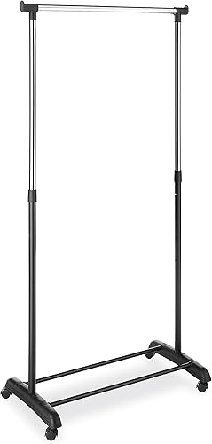 Whitmor, Perchero ajustable, negro y cromado con ruedas