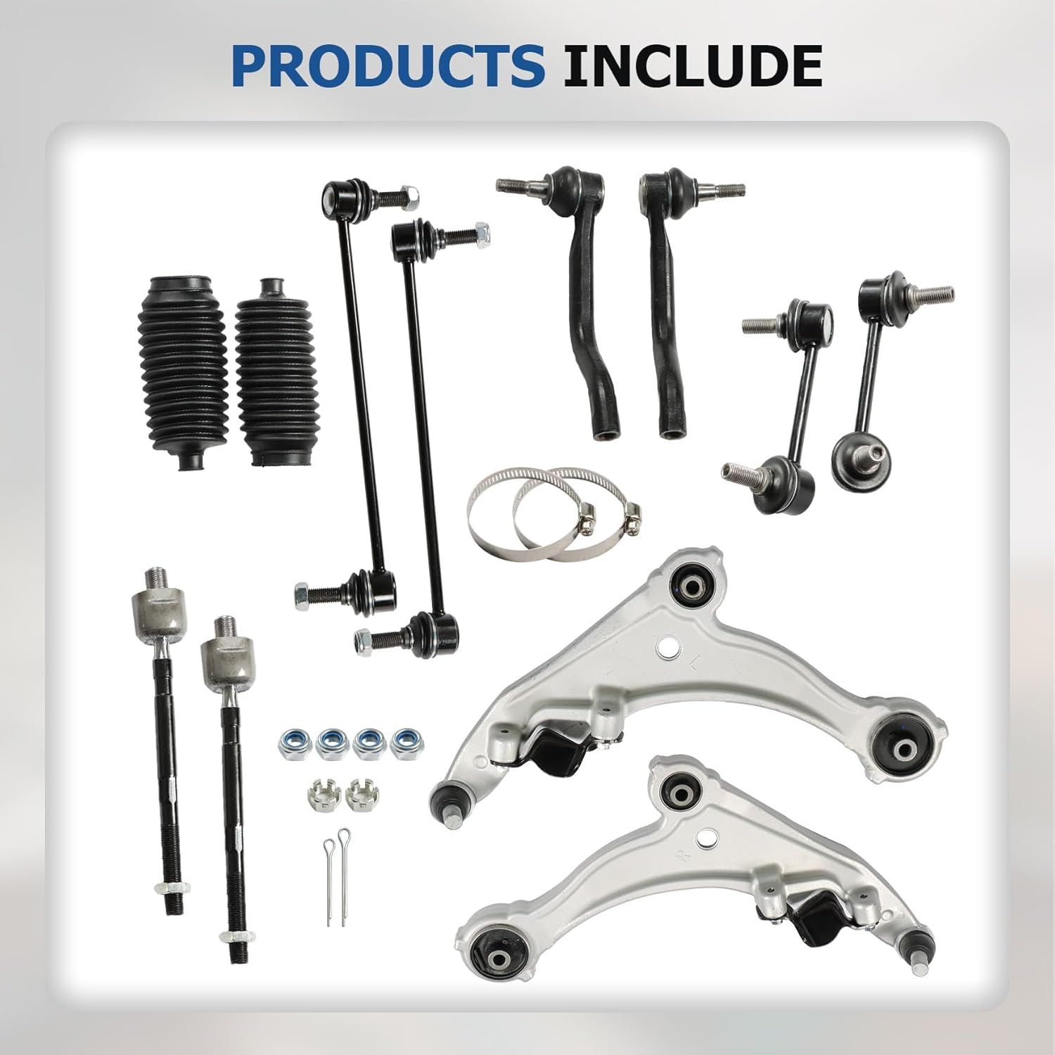 WFLNHB 12Pcs LH and RH Front Lower Control Arm Ball Joint Tie Rod End Sway Bar Link Kit Replacement for Nissan Maxima 2009-2014