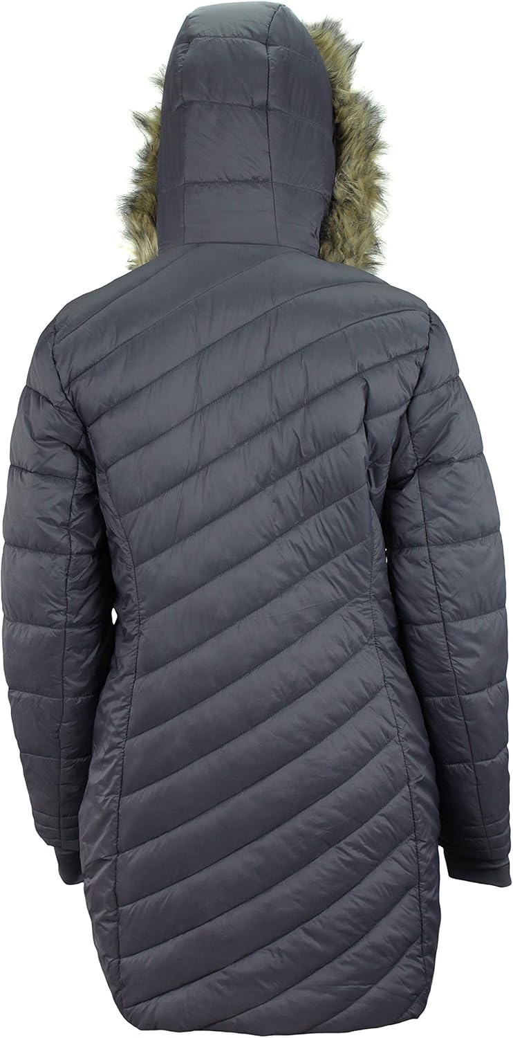 Spyder Women's Boundless Faux Fur Long Puffer Coat, Polar Medium