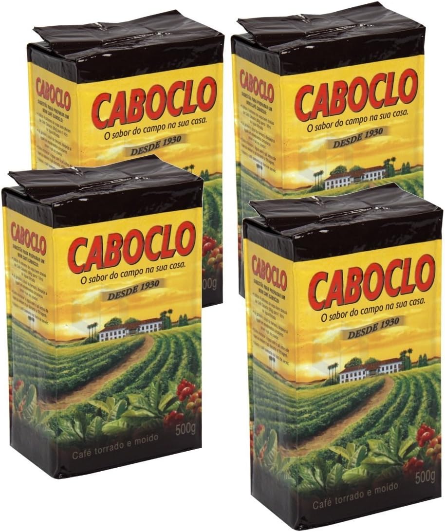Cafe Caboclo 500g | Torrado e Moído | Roast and Ground Coffee 17.60oz (PACK OF 4) |GLUTEN FREE|