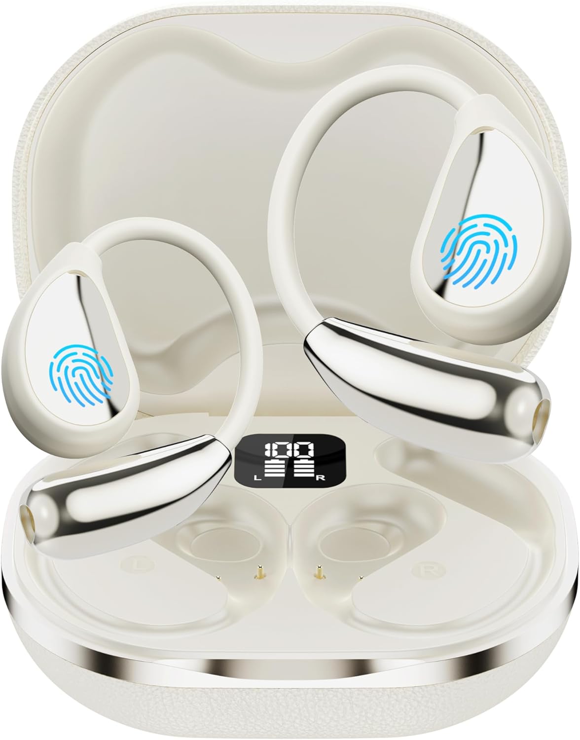 ai language translator earbuds, ows real-time 3-in-1 translation earbuds 144 languages & accents, translation device for travel business learning?white? milky white