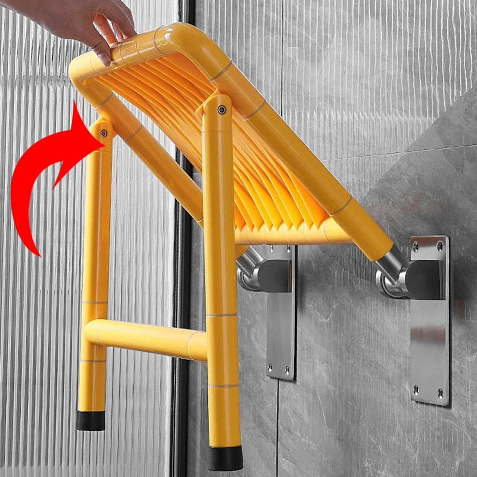 Asiento Ducha Plegable Pared Montada,Silla de Ducha Plegable para Montaje en Pared,Silla Abatible Ducha Montado en la Pared,Taburete Baño Banqueta Ducha Personas Mayores Minusvalidos Adultos