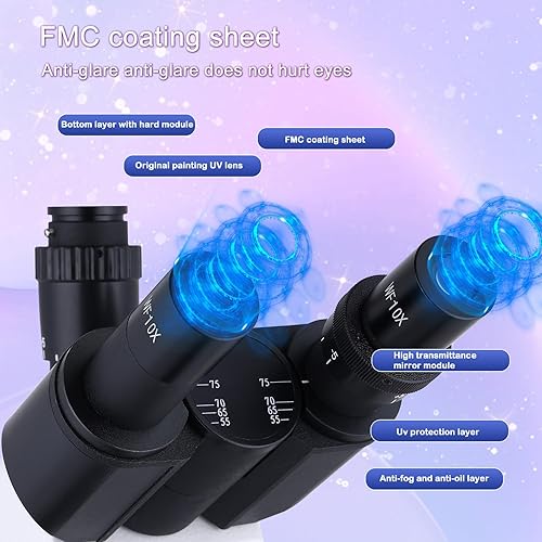 Miniatura 4 de Microscopio trinocular compuesto 40X-5000X Ampliación, Microscopio profesional de grado de investigación, Microscopio Abbe iluminado LED de etapa