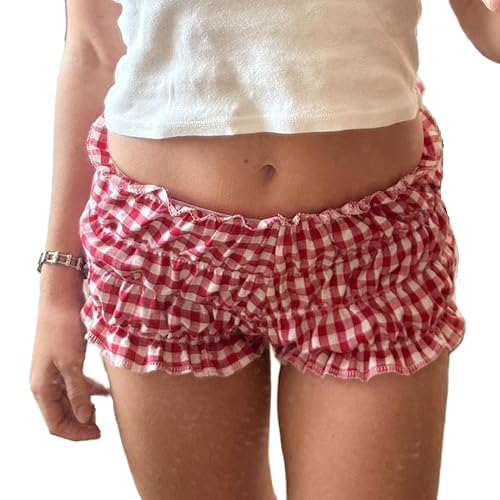 NUFIWI Women Lounge Shorts Button Floral Print Y2k Low Rise Sexy Micro Shorts Slim Fit Pajama Bottoms Cute Sleep Shorts