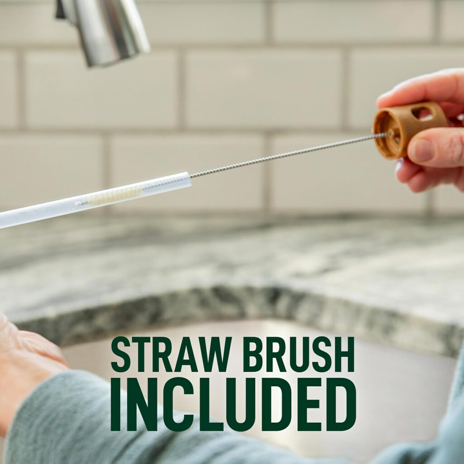 Scotch-Brite Greener Clean Bottle & Straw Brush Set with 2 Replaceable Bottle Brush Heads