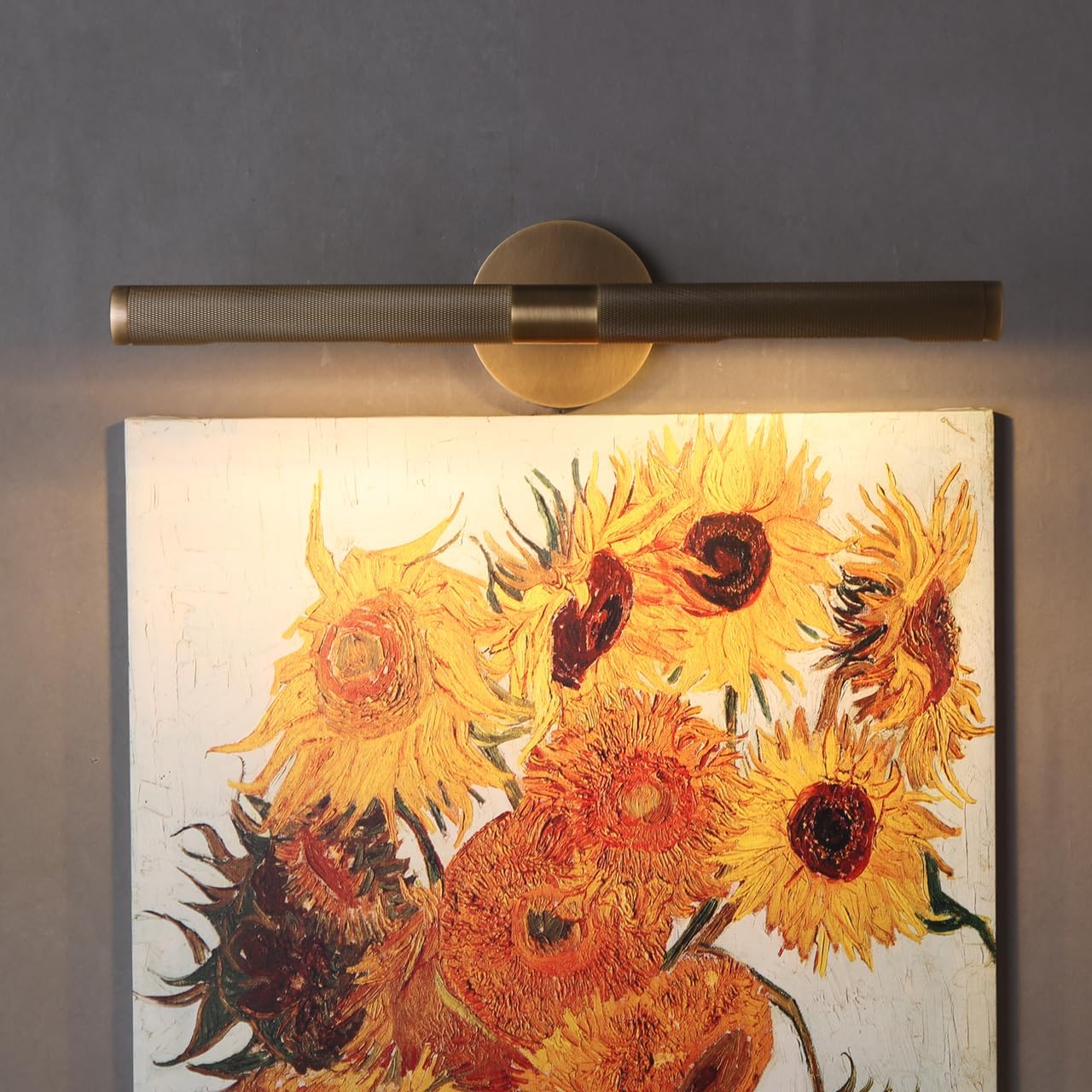 23 Inches Brass Picture Light, 360°Rotatable Knurled Texture Decorate Brass Wall Sconce, Vanity Lighting for Bedroom, Bathroom, Antique Brass Finished