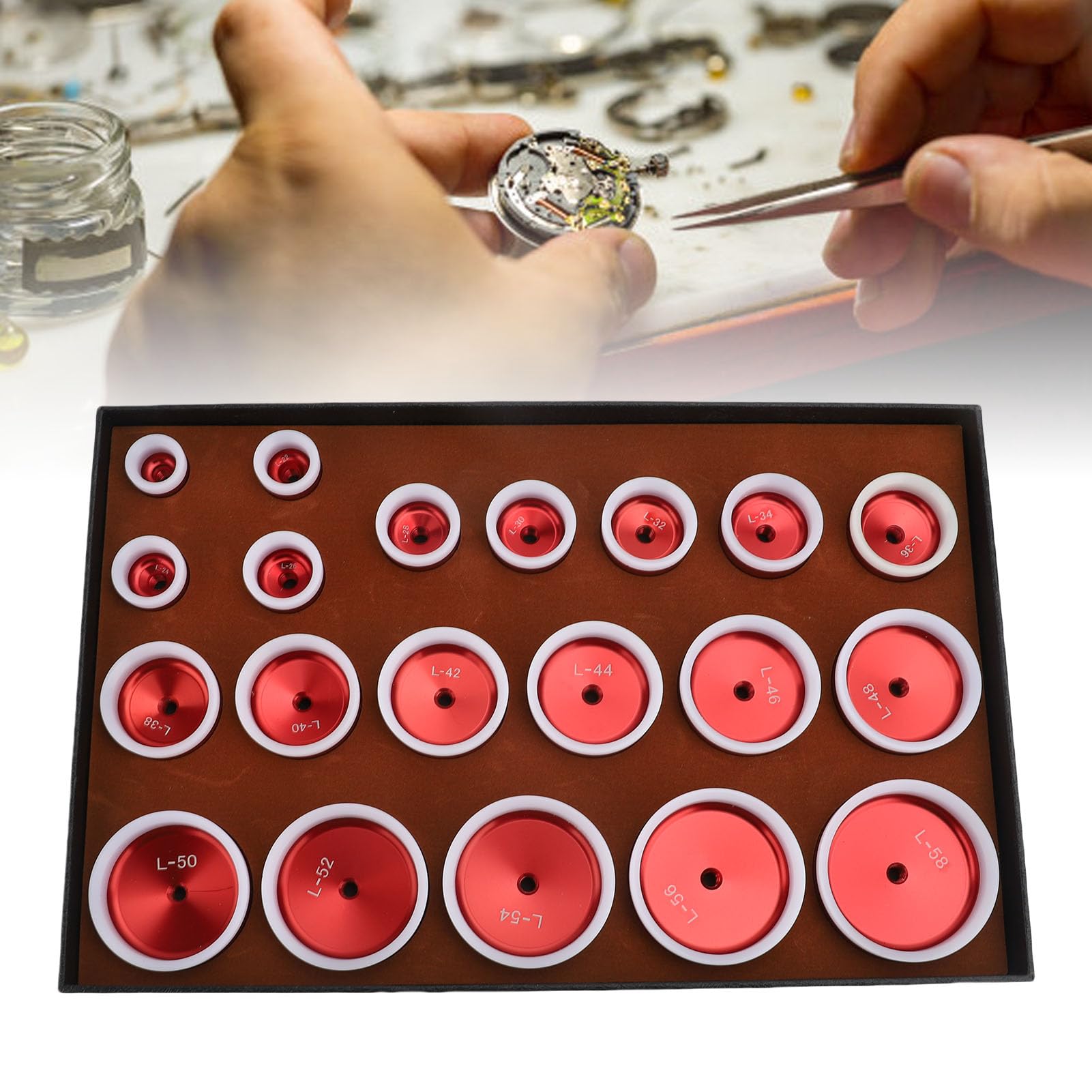Uhren-Presswerkzeug, Robustes Metall-Set für Uhrmacher, 20-teiliges Set in Verschiedenen Größen für Reparatur und Gehäuseverschluss