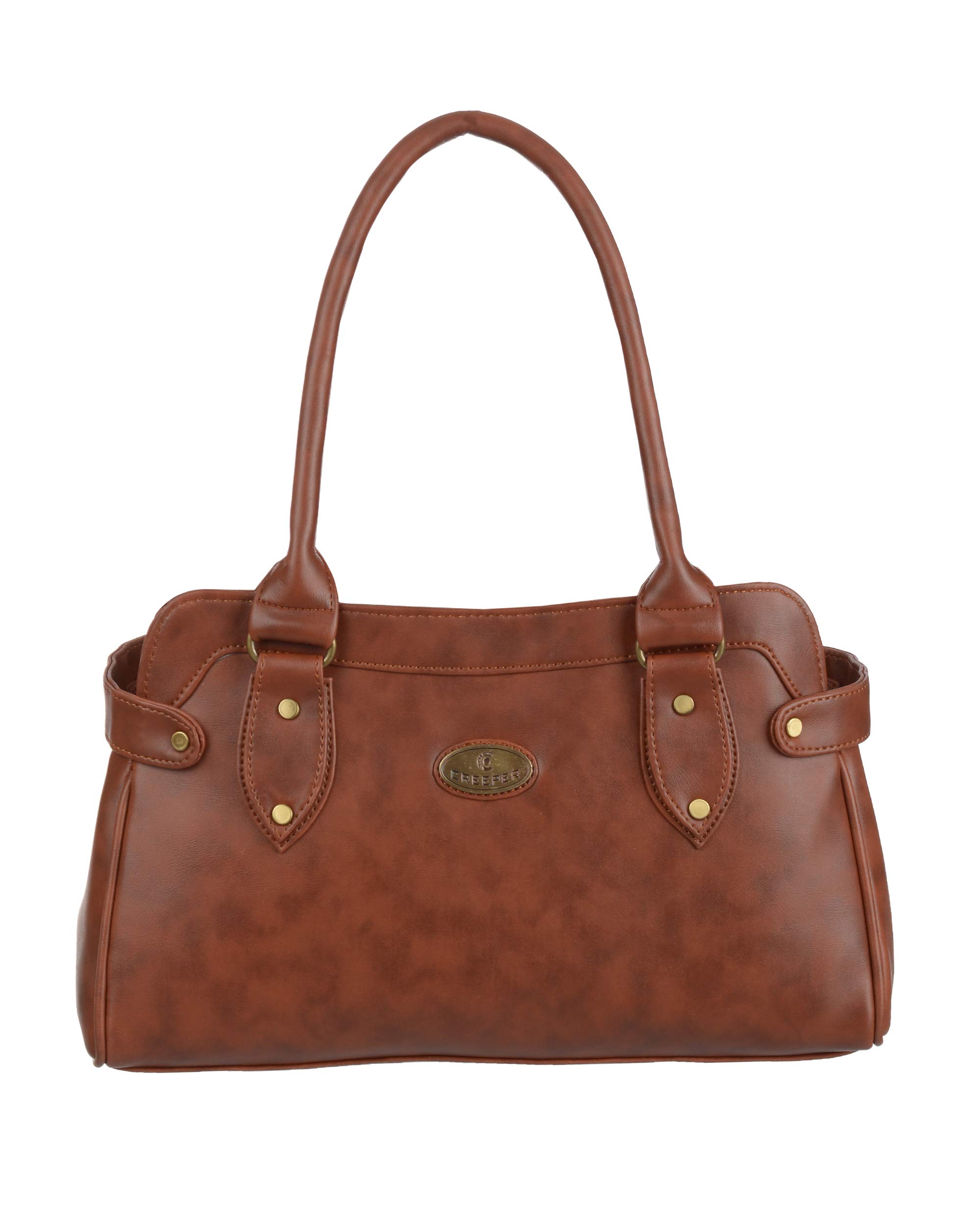 creeperWomen's PU Leather Large Capacity Shoulder Tote Handbag with Top Handle & Multi-Pockets