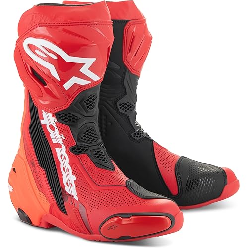 Alpinestars Supertech R Vented Racing Motorcycle Boots, CE-Certified, Lightweight, Advanced Ventilation & Grip