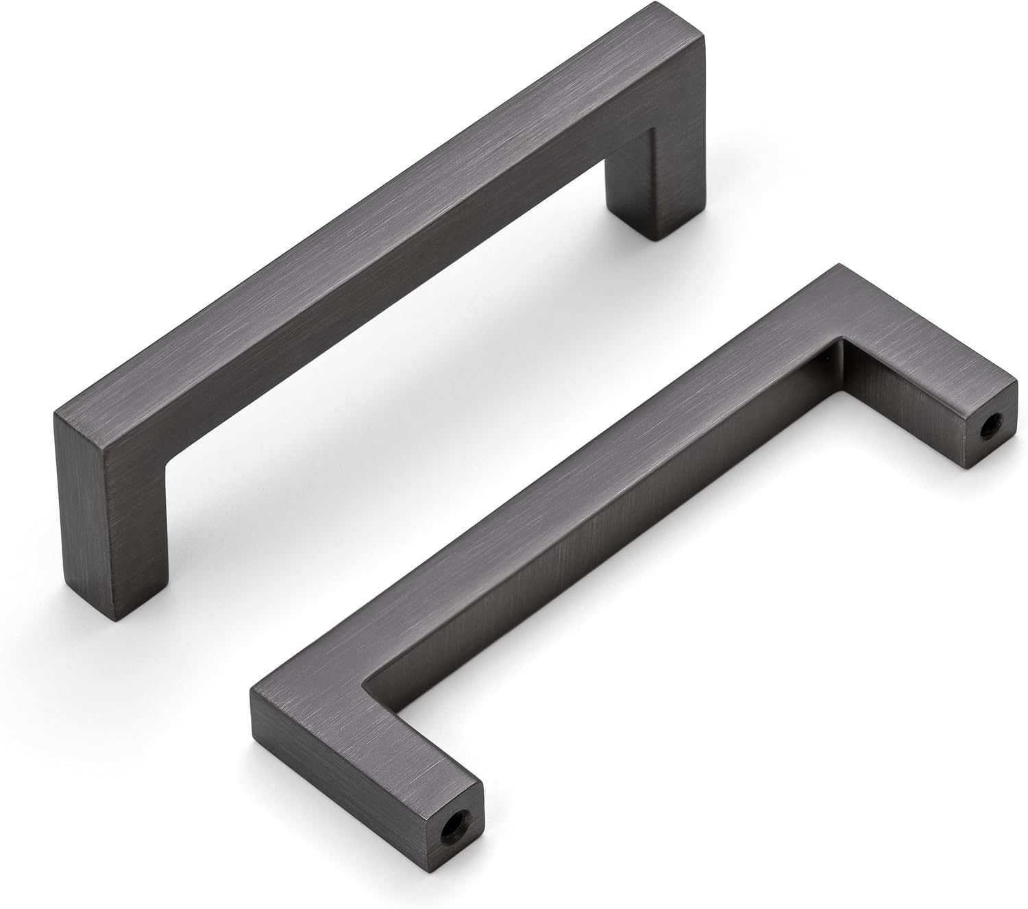 HESTIA HARDWARE 10 Pack 3.75″ Hole Center Kitchen Cabinet Handles and Bathroom Cabinet Handles | 96mm Antique Silver Square Drawer Pulls and Drawer Handles (Z22.96mm.10.B)