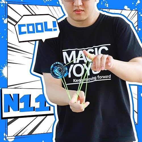 Miniatura 4 de MAGICYOYO Yoyo N11 que no responde, yoyo profesional para adultos, Yoyo profesional de metal con 6 cuerdas de yoyo, guante de yoyo, bolsa de yoyo