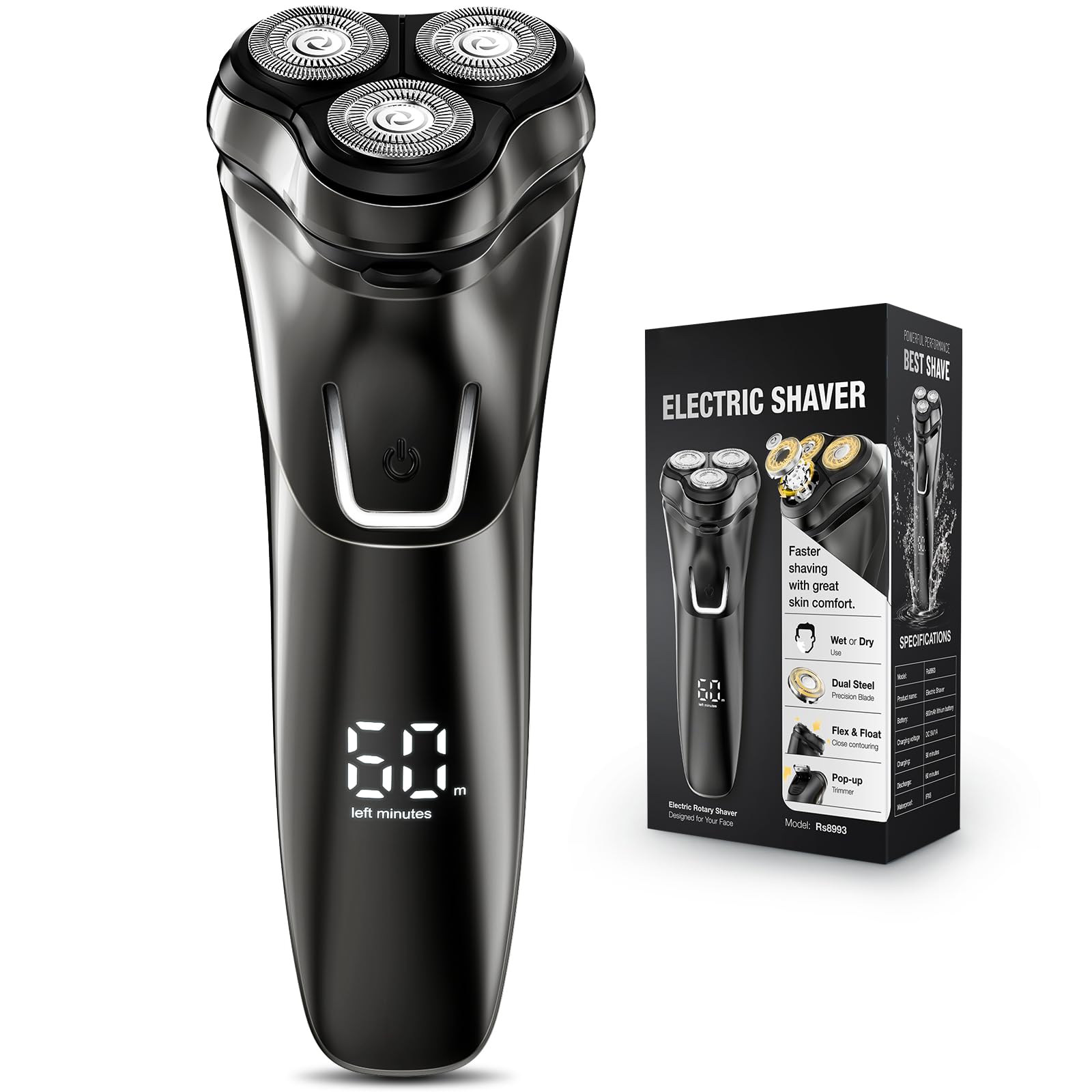 Rasierer Herren Elektrisch Kabellos: 4D & IPX6 wasserdicht | Rasierer für Herren - Nass- & Trockenrasur, USB-Ladung & Bartschneider - ideal für Zuhause und Reisen