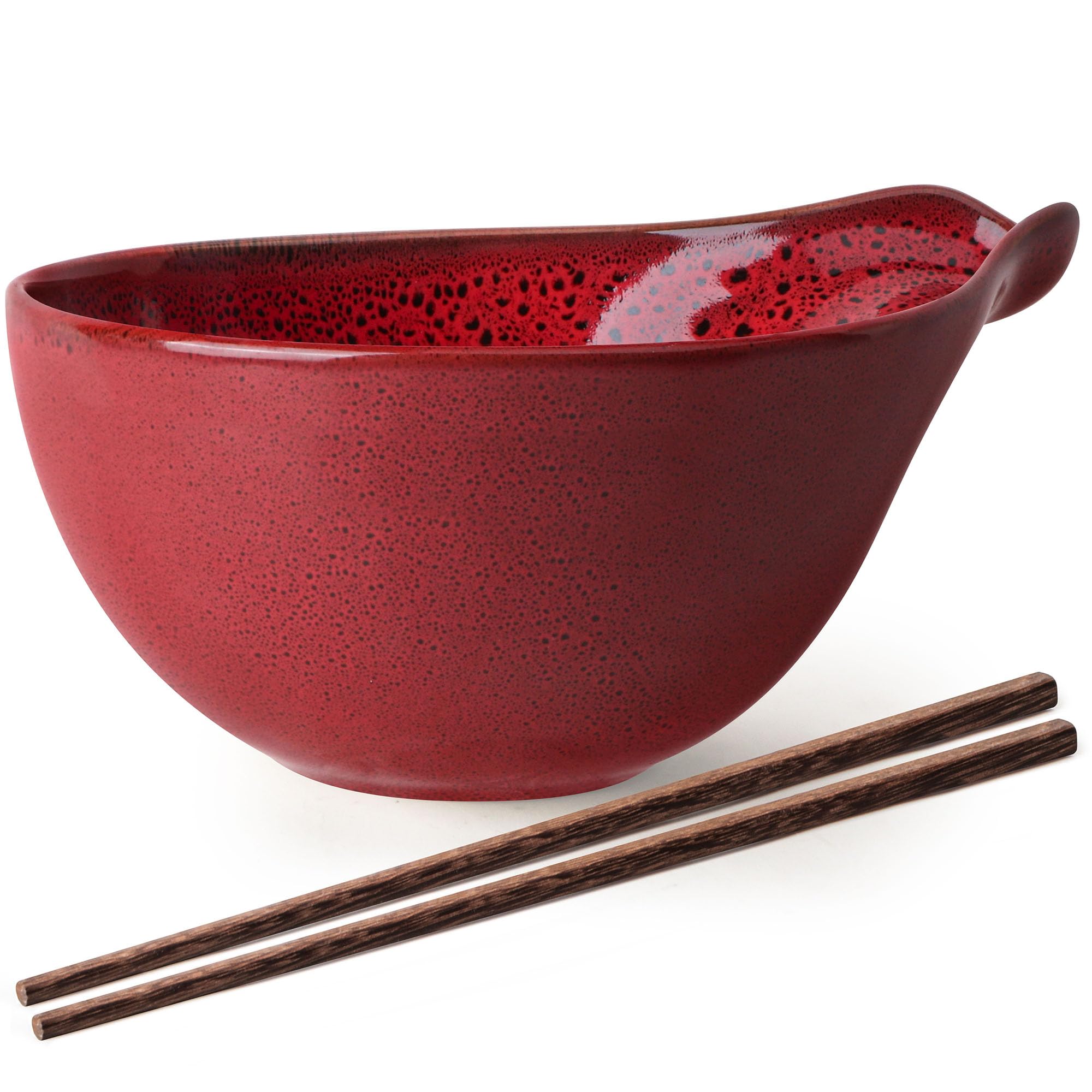 Artena Ramen Bowl with Chopsticks, 42oz Ceramic Noodle Bowl, Large Soup Bowl, Pasta Bowl Set, Big Salad Bowl, Deep Pho Bowl for Dumplings, Cereal,