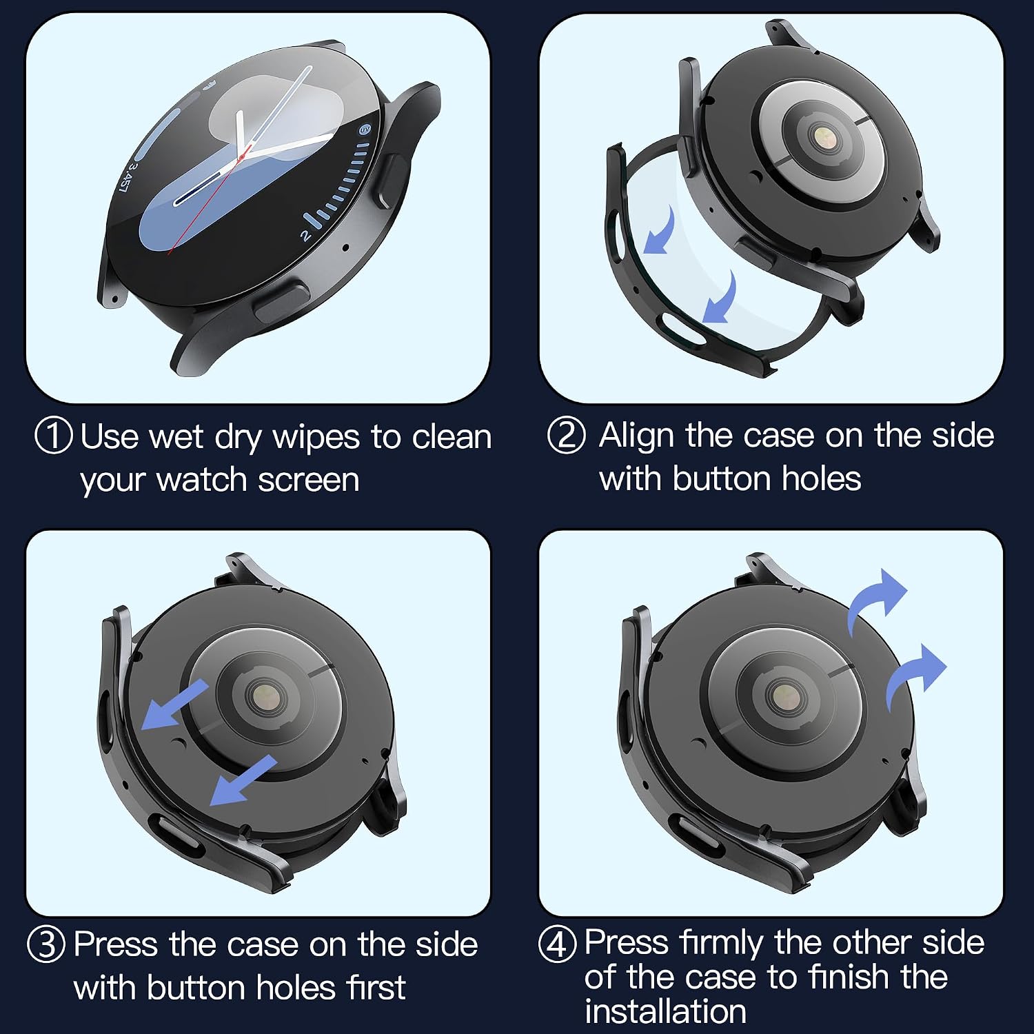 [2-Pack] JULK for Galaxy Watch 7 Screen Protector, Tempered Glass with Samsung Watch 7 Screen Protector 44mm, High Sensitivity, Reliable Face Cover for Samsung Galaxy Watch 7 [2 Black]