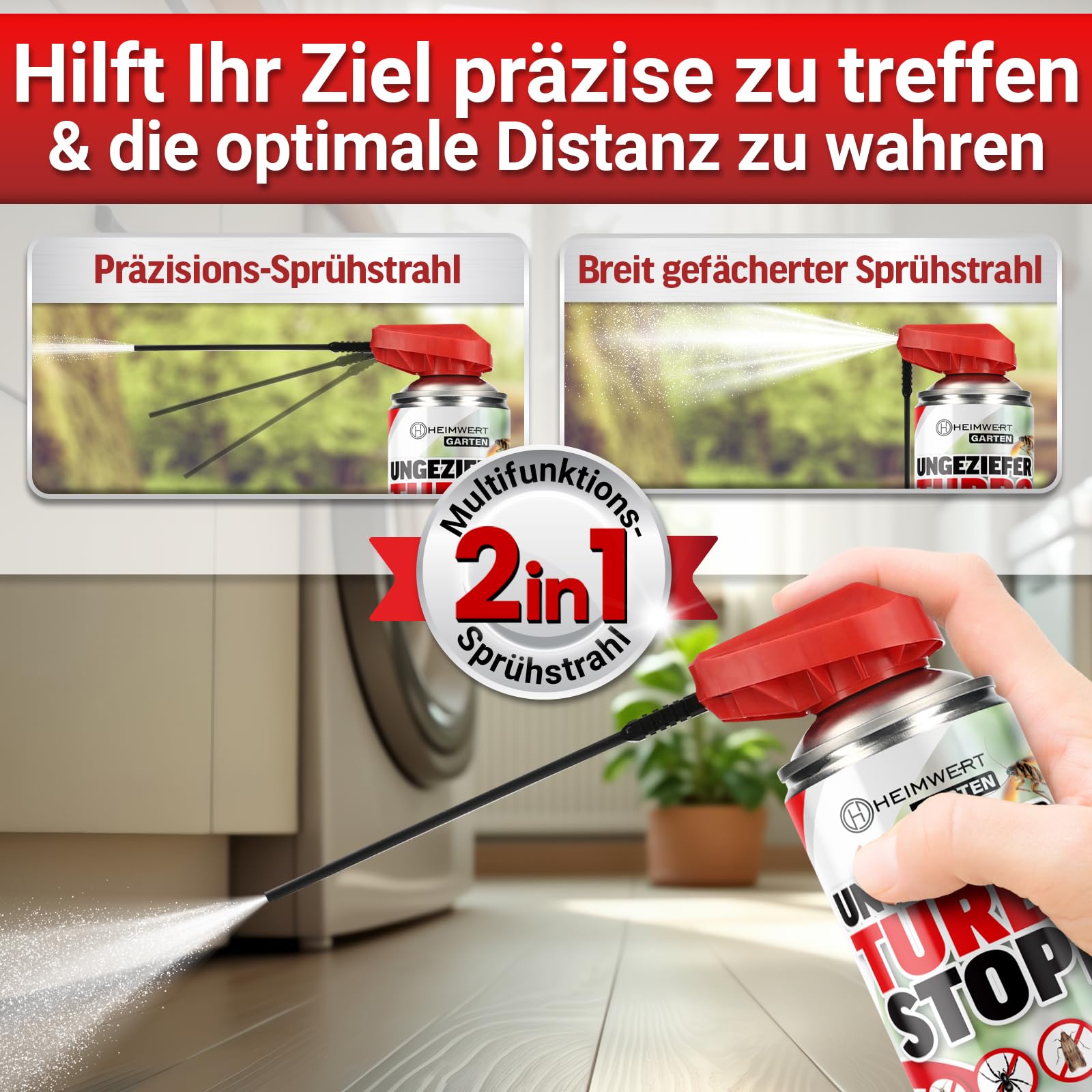 HEIMWERT Insektenspray Akut gegen Ungeziefer – Sofortige Wirkung mit Langzeitschutz gegen Ameisen, Mücken, Fliegen, Silberfische, Spinnen uvam - Spray Mittel für Wohnung + Garten 600 ml (2x600ml)