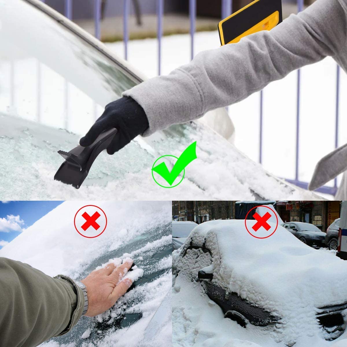 XMING Luoistu Car Scraper Scraper Snow Cepillo de Nieve 2 en 1 Coche Extensible Limpiador de Parabrisas Removedor de Nieve con Scaregee y Sponge