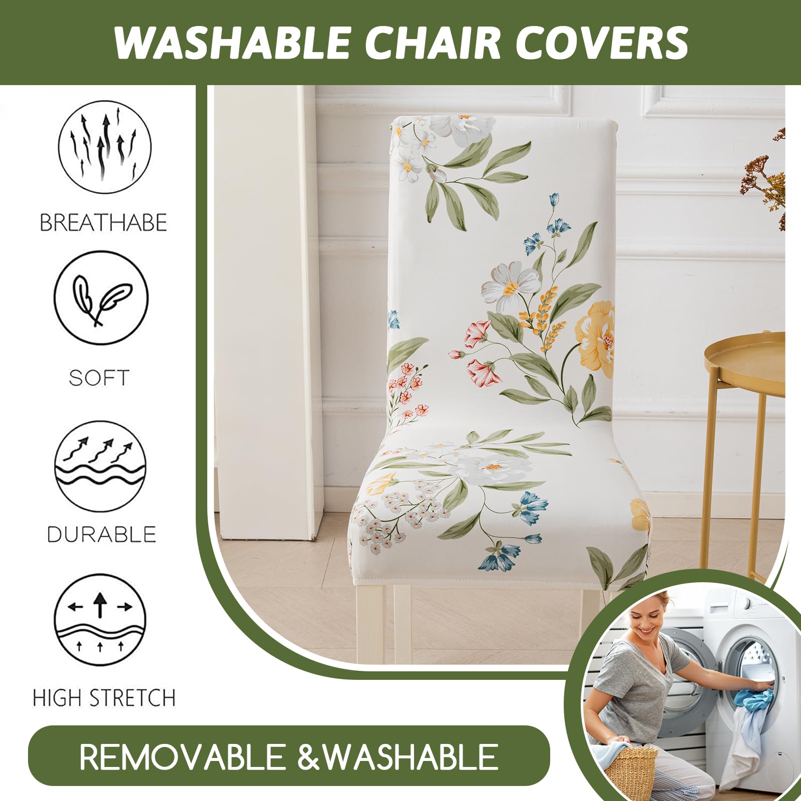 Dining Chair Covers Set - Parsons Chair Slipcover -4