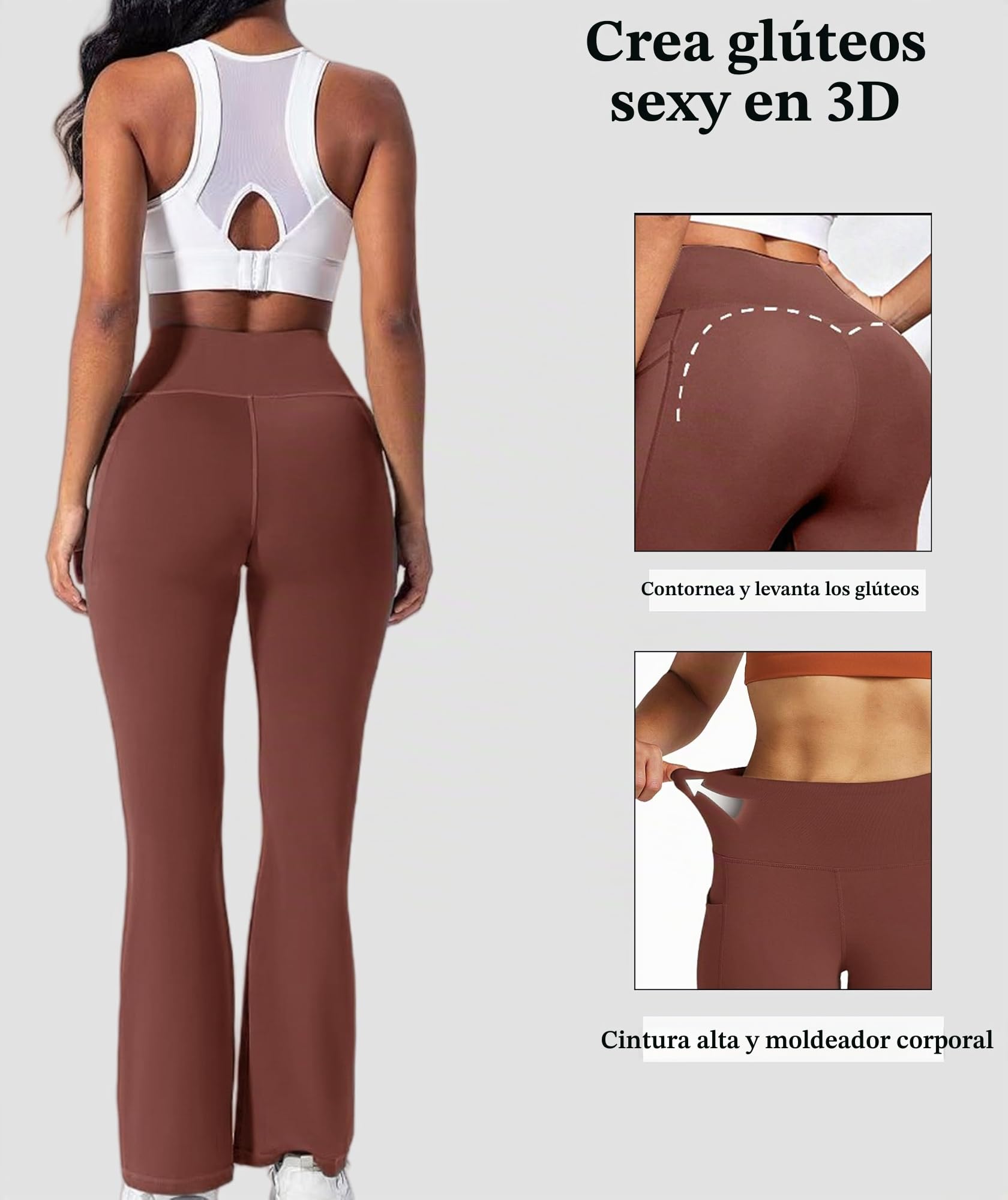 Pantalones de Yoga para Mujer Cintura Alta Flared Leggings Control de Barriga Elasticos Yoga de Pants para Pilates Ejercicio Fitness Trabajo Casuales