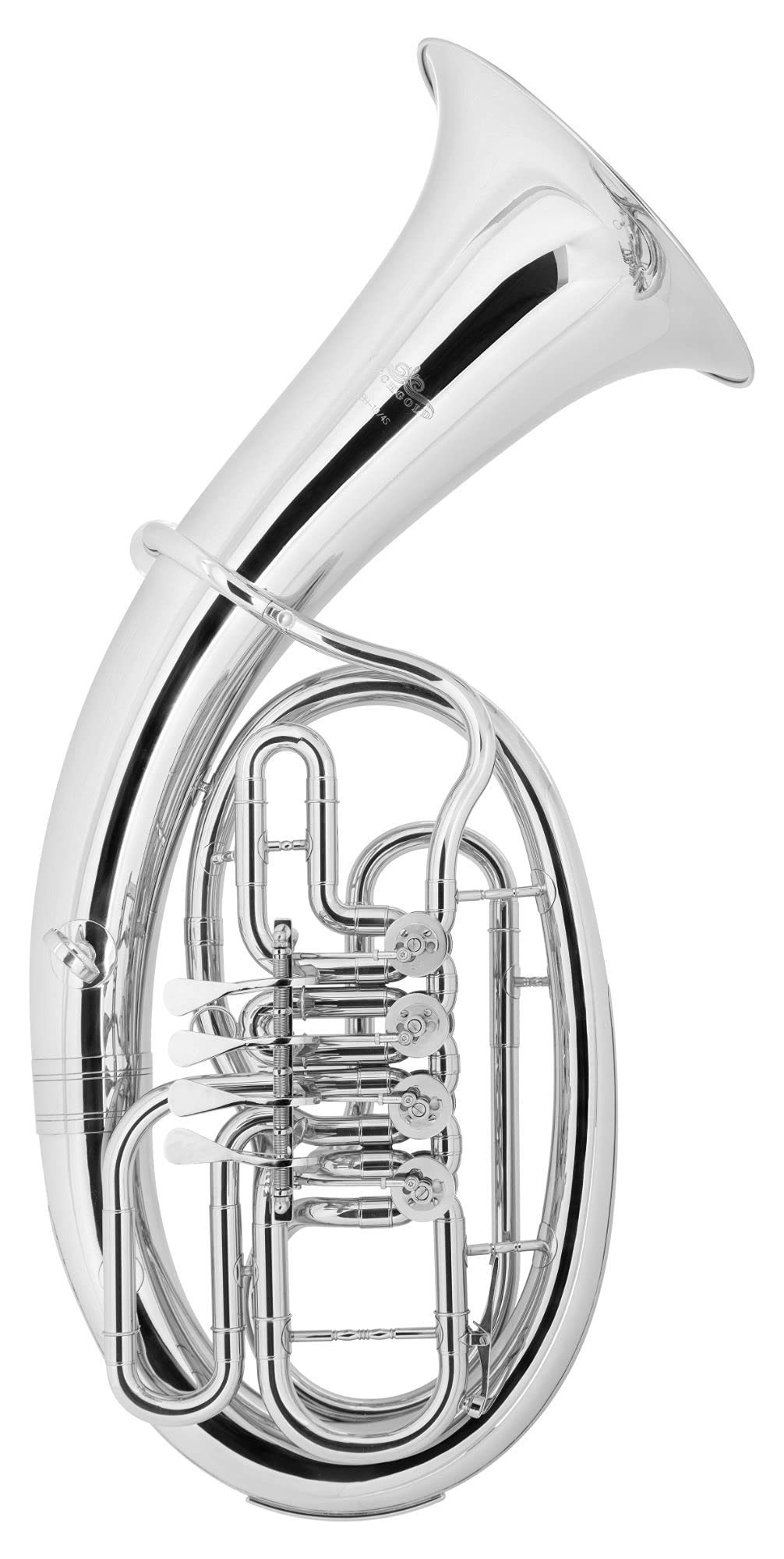 BH-19/4S Bariton- aus Messing - Stimmung: Bb - Bohrung: 14,8 mm - 4 Drehventile mit Minibal-Gelenken - inkl. Leichtkoffer und Mundstück - versilbert
