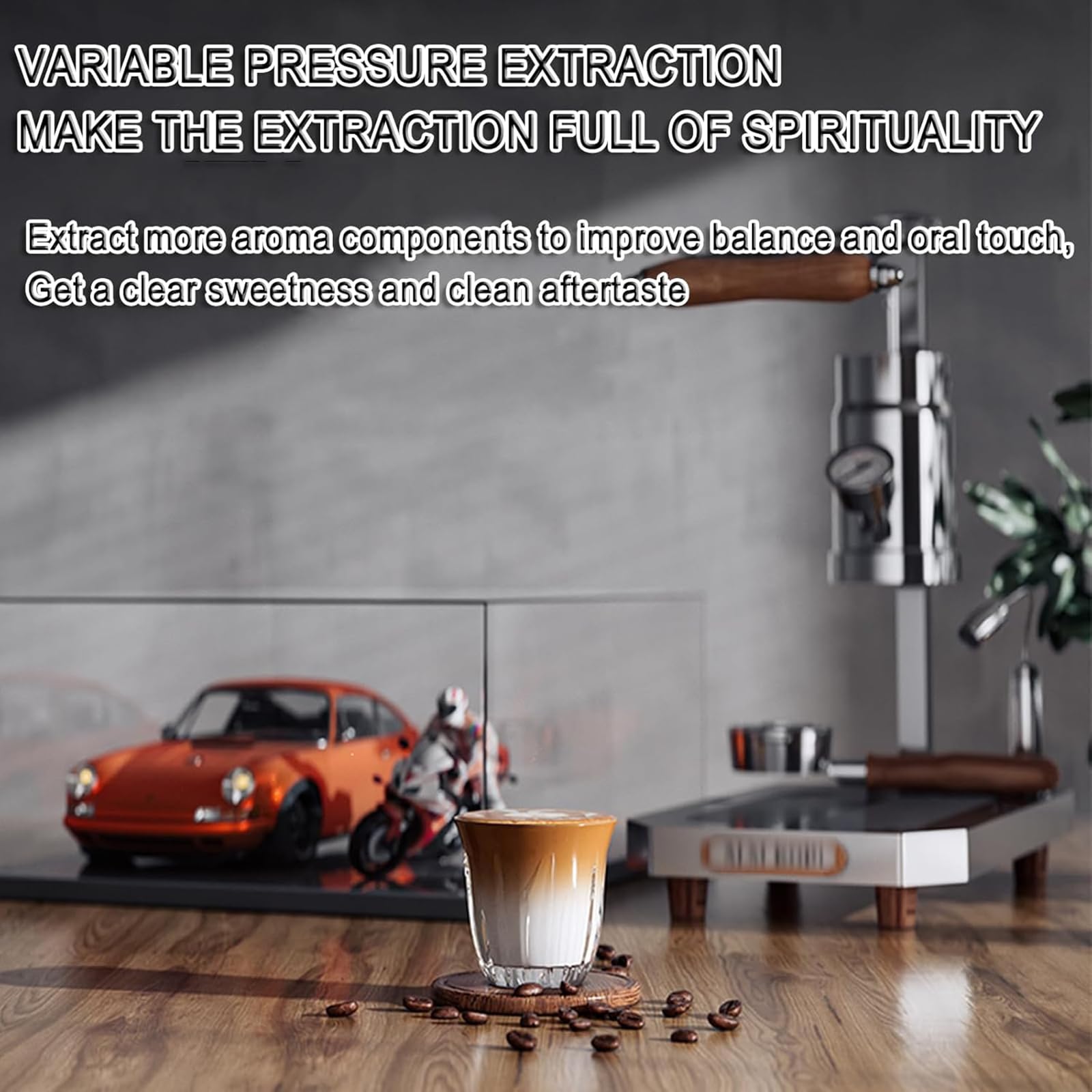 Macchina per caffè espresso con manometro, pressione regolabile da 3 a 5 bar, capacità 100 ml, per bar e casa.