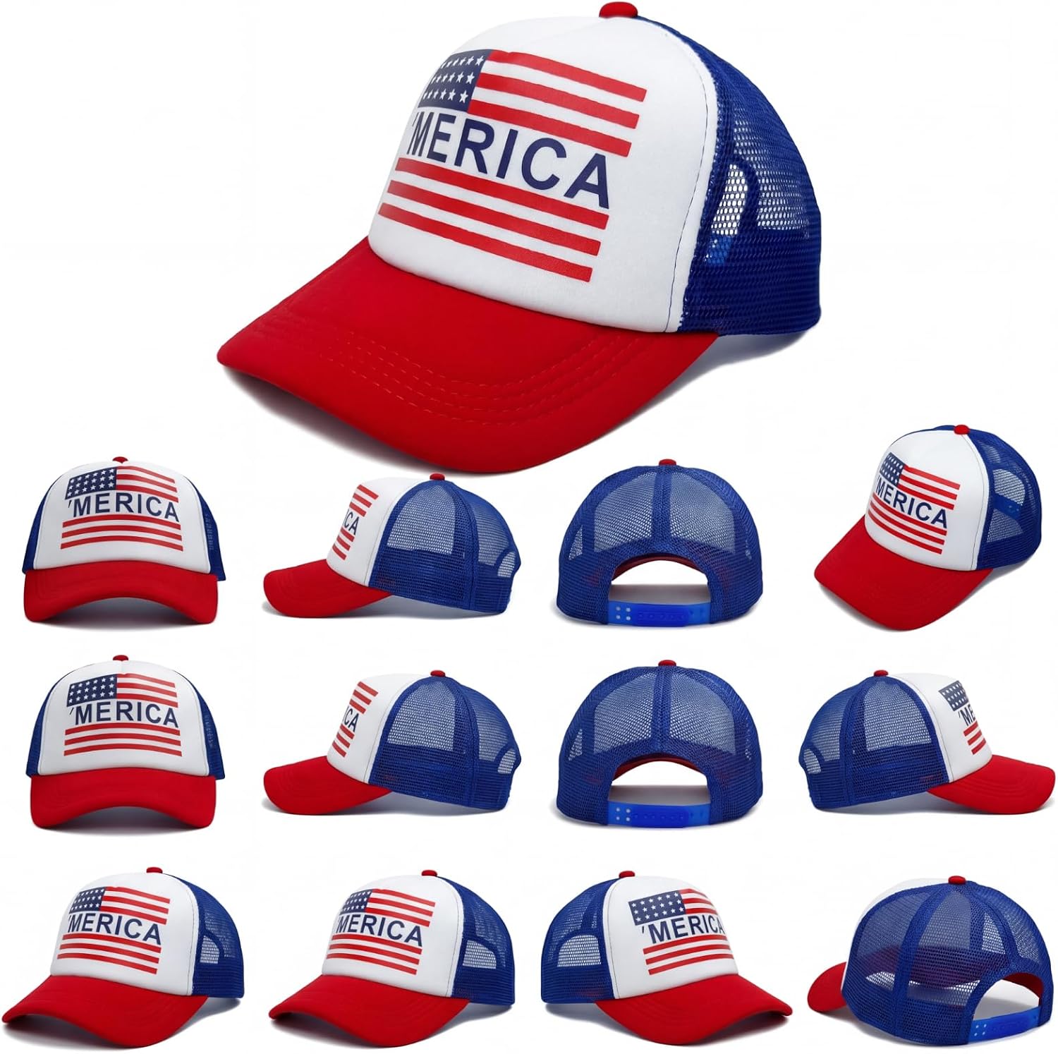 Chicingyou 6 Pcs 4th of July Trucker Hats 250th Anniversary Patriotic Baseball Cap USA Memorial Day Gift for Women Men