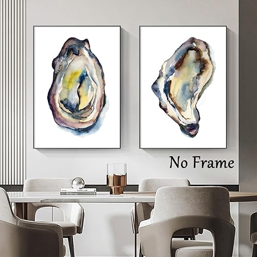 Miniatura 3 de Lienzo de ostras para pared, cuadro abstracto de conchas marinas, impresión de acuarela de ostras, pinturas de vida marina, póster de ostras, arte
