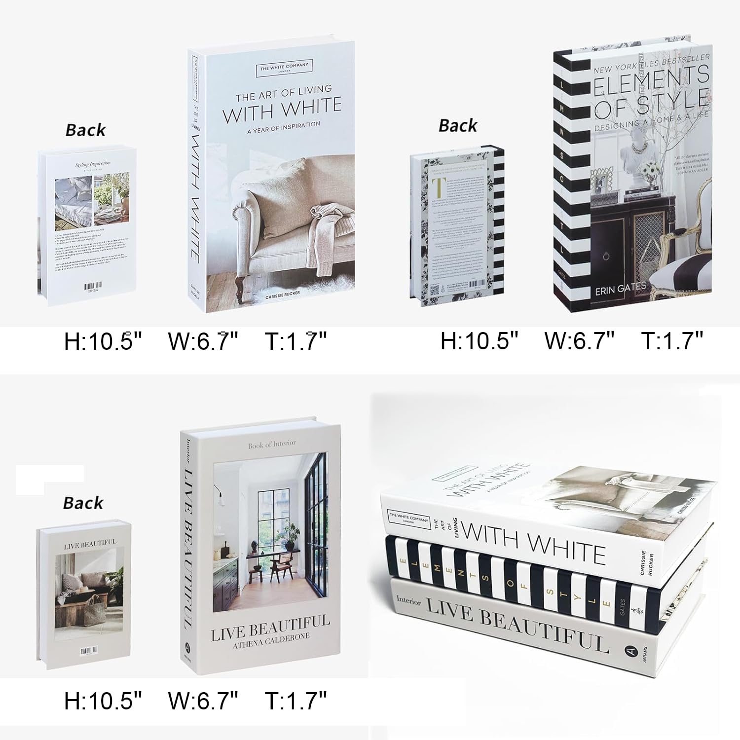 3Pcs Decorative Books, Decor Books, Fake Books for Decoration, Living Room Display, Tabletop or Shelf Décor, Contemporary Stacked Hardcover Display Books.