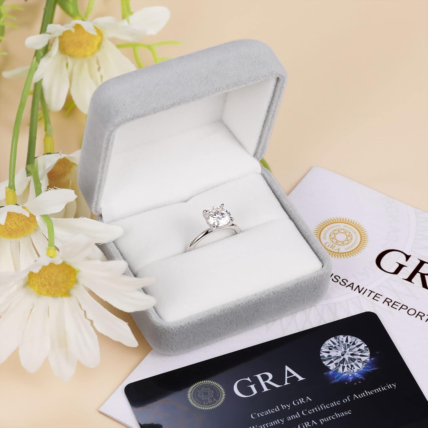 Ladylike 2 Carat Moissanite Rings for Women 925 Sterling Silver Round Solitaire Engagement Ring Promise Anniversary Wedding Rings for Her - Image 8