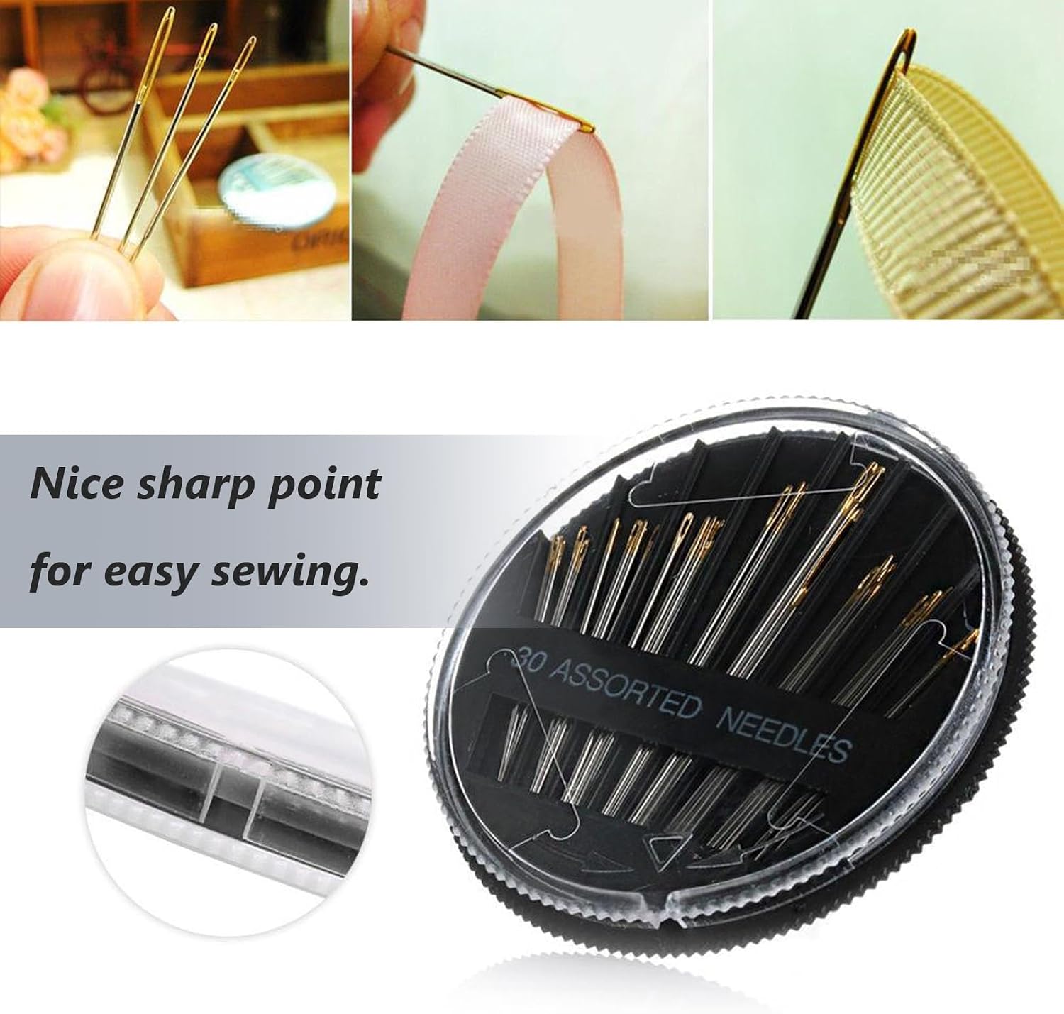 4Pack Hand Sewing Needles, 120 Assorted Needles for Sewing, Embroidery Needles Suitable for Hand Sewing (Size 1.26'' -2.00'')