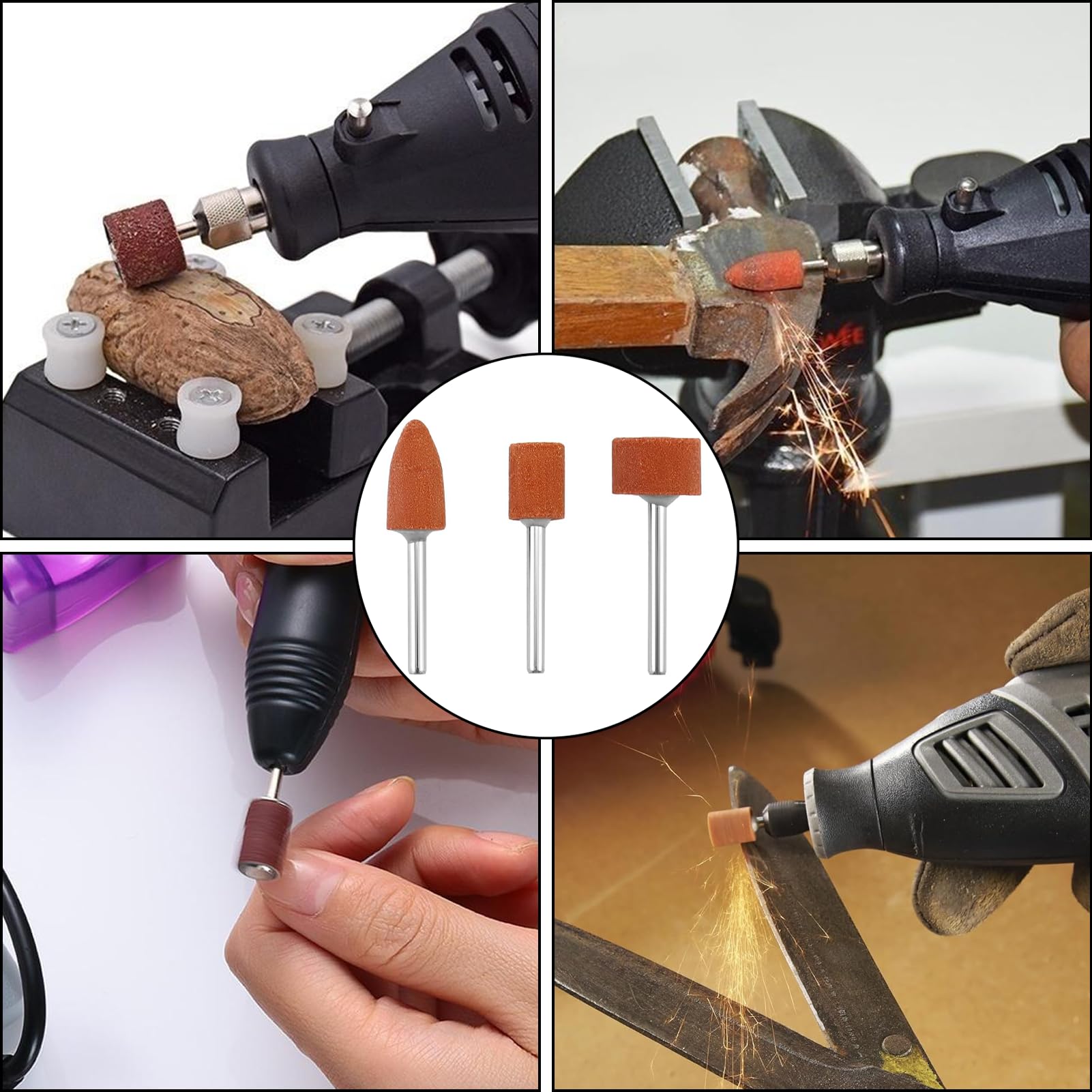 Set 42 punte abrasive corindone per Dremel avvitatore a batteria inserti abrasivi vetro pietre preziose