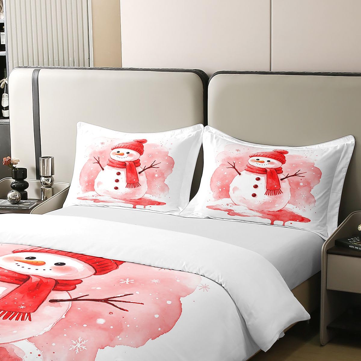 Homemissing Kids Rot Xmas Snowman 100% Baumwolle Bettwäsche Set 200x200cm