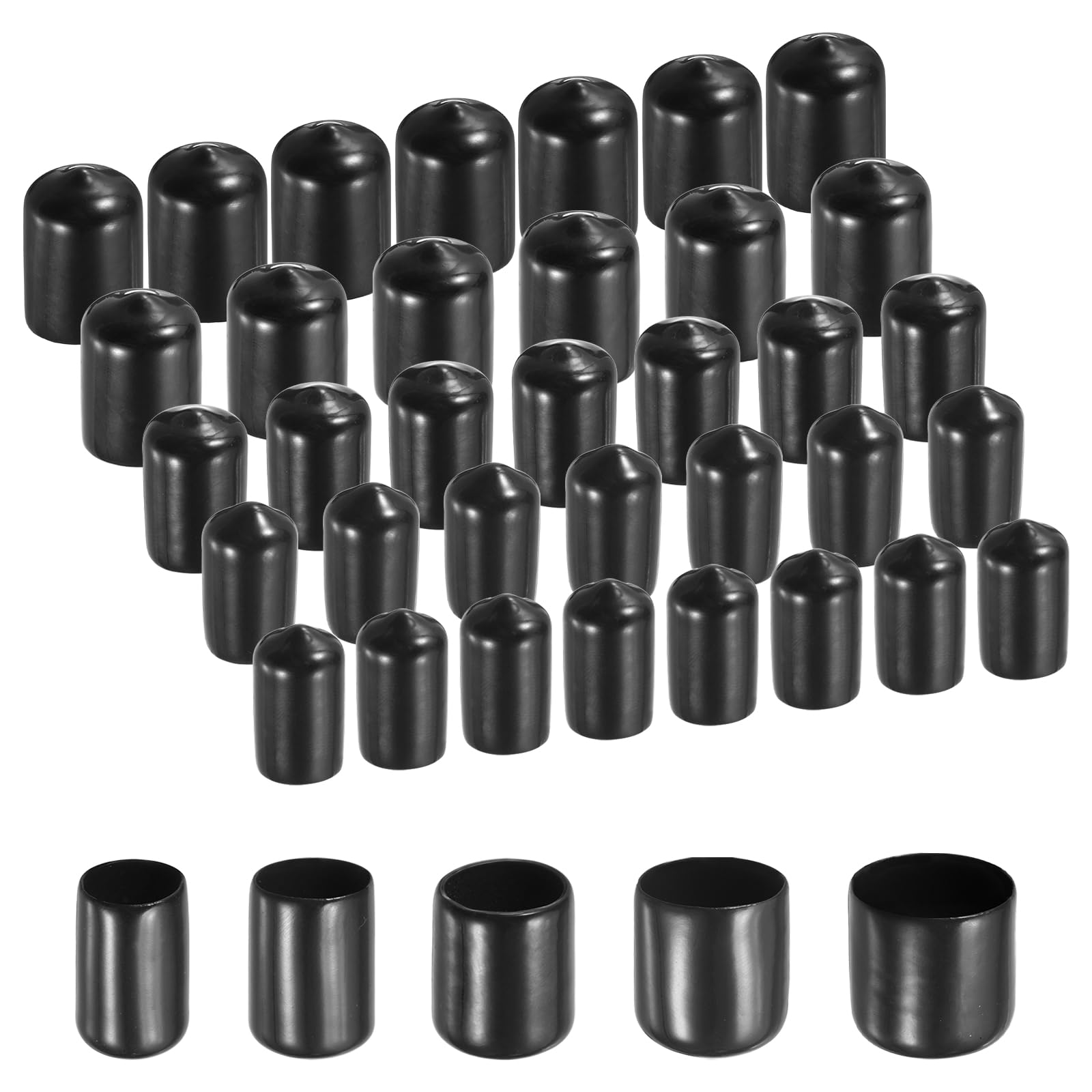 Embouts ronds en caoutchouc noir de 11 à 19mm pour filetages de vis x100
