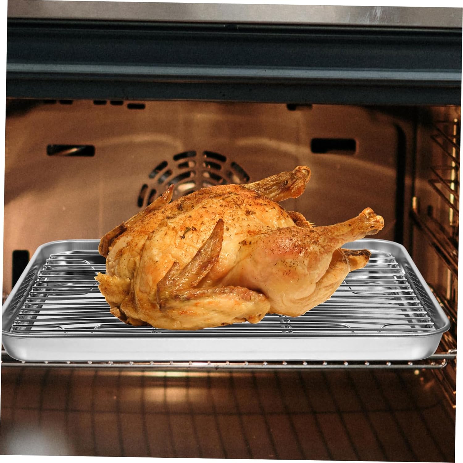 2pcs Stainless Steel Baking Wire Racks Drain Dishes Vegetable Pan Storage Pans Easy Clean