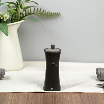 Grunwerg SP-9174BK 2-in-1 Salt Shaker and Pepper Mill, Plastic, Matt Black