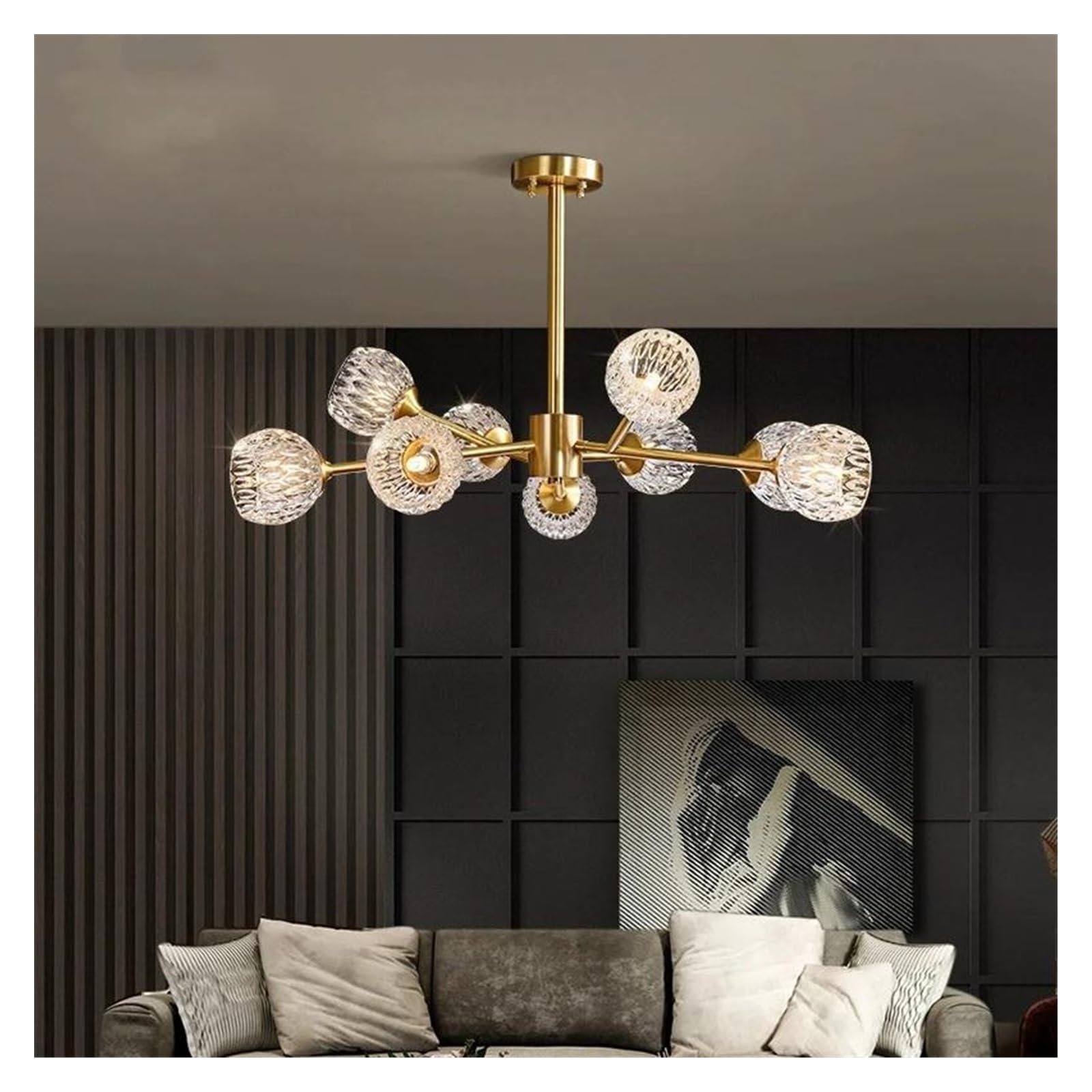 HYJAUSXB LED Ceiling Pendant Light for Living Room, Full Copper Body, Home Decor Fixture Hotel, Lobby(BD78CM 9head)
