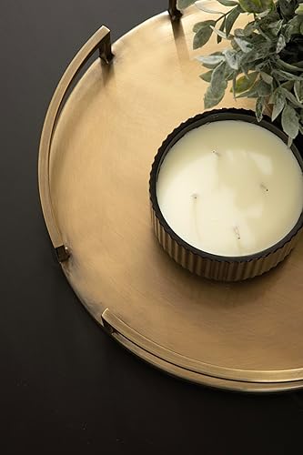 Miniatura 6 de Kate and Laurel Gohana - Bandeja redonda con asas de metal, 16 pulgadas de diámetro, latón antiguo, moderna bandeja para servir glamorosa con asas