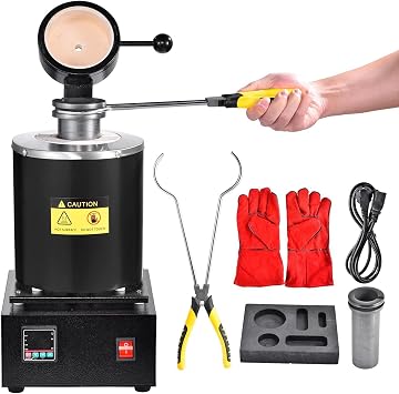 3KG Gold Melting Furnace 1500W Automatic Digital Melting Furnace Machine | Smelting furnace kit with Graphite Crucible for Melt Scrap, Silver, Gold, Copper, Aluminum 110V Refining Casting Furnaces
