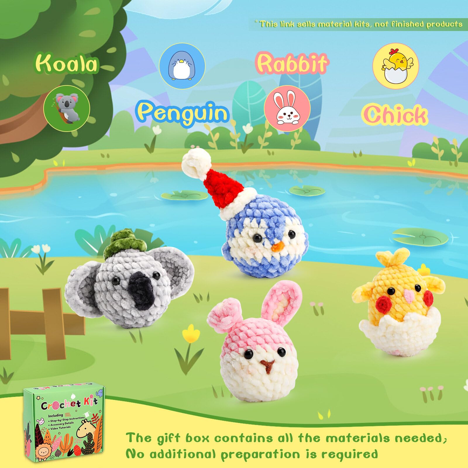 Kit Crochet Débutant Coopay - 4 Animaux Mignons à Créer - Sac Inclus - Idéal Cadeau DIY