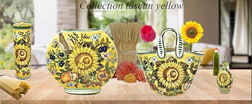 Miniatura 7 de CERAMICHE D'ARTE PARRINI - Italian Ceramic Art Pottery Bag Basket Planter Flowerpot Hand Painted Decorated Sunflower Made in ITALY Tuscan