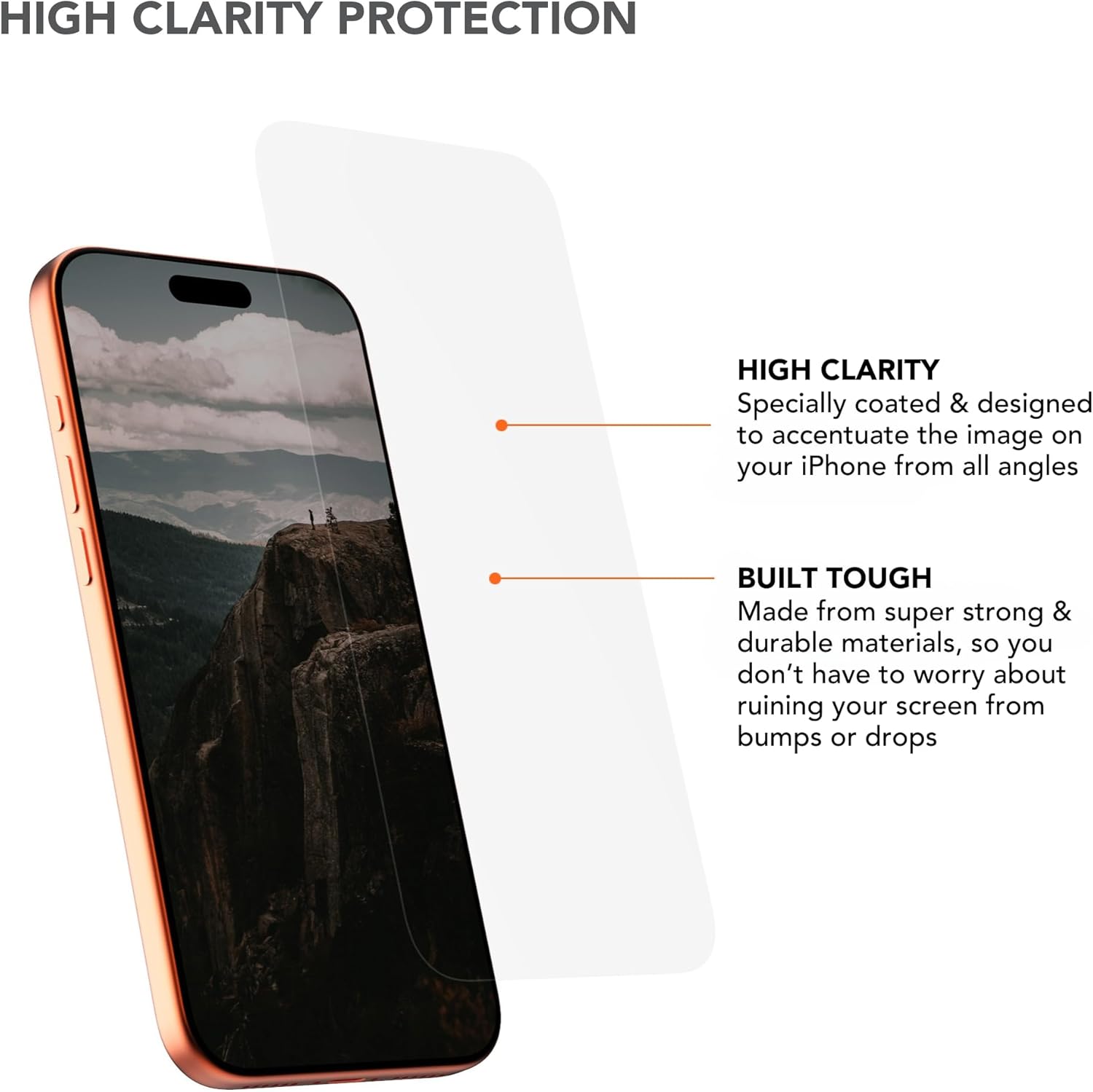 Rokform 2 Pack Screen Protector for iPhone 17 Pro Max, Active Touch | Shatter Proof | High Definition | Case Friendly | Tempered Glass (Clear)